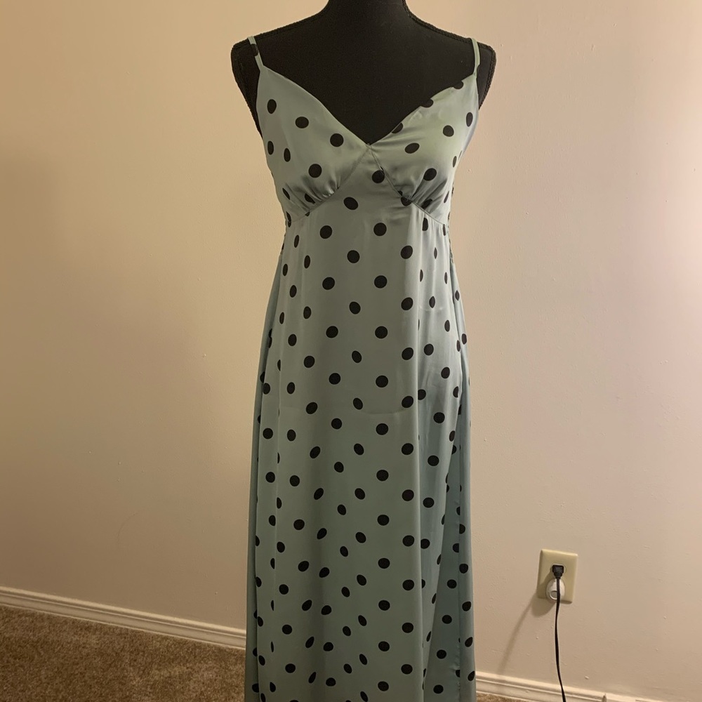 Polka-dot cotton maxi dress